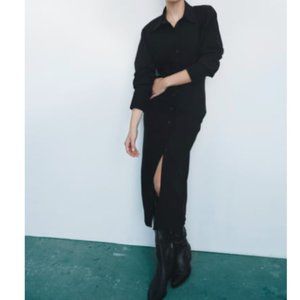 Zara Midi Shirt Dress Black Sz. XS - NWT